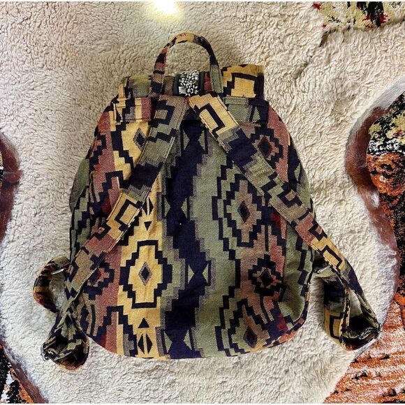 Urban Outfitters Ecote Aztec Southwest Flannel Boho Backpack Studded Drawstring - Picture 6 of 6